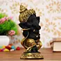 Golden And Black Lord Ganesha Idol Playing Flute Decorative Showpiece