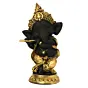 Golden And Black Lord Ganesha Idol Playing Flute Decorative Showpiece