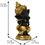 Golden And Black Lord Ganesha Idol Playing Flute Decorative Showpiece