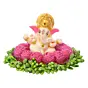 Lord Ganesha Idol On Decorative Handcrafted Pink Flowers Plate
