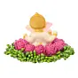 Lord Ganesha Idol On Decorative Handcrafted Pink Flowers Plate