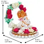 Polyresin Lord Ganesha Idol on Decorative Handcrafted Plate with Throne of Colorful Flowers