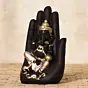 Black and Golden Handcrafted Polyresin Palm Ganesha Idol