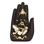 Black and Golden Handcrafted Polyresin Palm Ganesha Idol