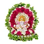 Polyresin Lord Ganesha Idol on Handcrafted Green Floral Plate for Home, Office and Car Dashboard