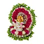 Polyresin Lord Ganesha Idol on Handcrafted Green Floral Plate for Home, Office and Car Dashboard
