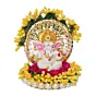 Polyresin Lord Ganesha Idol on Handcrafted Yellow Floral Plate for Home and Car Dashboard