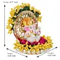 Polyresin Lord Ganesha Idol on Handcrafted Yellow Floral Plate for Home and Car Dashboard