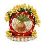 Polyresin Lord Ganesha Idol on Handcrafted Yellow Floral Plate for Home and Car Dashboard