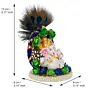 Polyresin Lord Ganesha Idol on Handcrafted Peacock Feather Floral Plate for Home and Car Dashboard