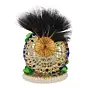 Polyresin Lord Ganesha Idol on Handcrafted Peacock Feather Floral Plate for Home and Car Dashboard