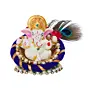 Polyresin Lord Ganesha Idol on Decorative Handcrafted Floral Plate for Home, Office and Car Dashboard