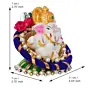 Polyresin Lord Ganesha Idol on Decorative Handcrafted Floral Plate for Home, Office and Car Dashboard