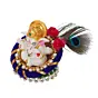 Polyresin Lord Ganesha Idol on Decorative Handcrafted Floral Plate for Home, Office and Car Dashboard