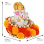 Polyresin Lord Ganesha Idol on Decorative Handcrafted Floral Plate for Home and Car Dashboard