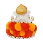 Polyresin Lord Ganesha Idol on Decorative Handcrafted Floral Plate for Home and Car Dashboard