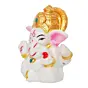 White Polyresin Lord Ganesha Idol with Golden Mukut