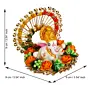 Lord Ganesha Idol On Floral Handicrafted Plate For Home/Temple/Office/Car Dashboard