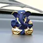Gold Plated Blue Polyresin Appu Ganesha Idol for Home, Temple, Office and Car Dashboard