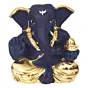 Gold Plated Blue Polyresin Appu Ganesha Idol for Home, Temple, Office and Car Dashboard