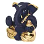 Gold Plated Blue Polyresin Appu Ganesha Idol for Home, Temple, Office and Car Dashboard