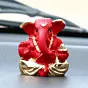 Gold Plated Red Polyresin Appu Ganesha Idol for Home, Temple, Office and Car Dashboard