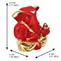 Gold Plated Red Polyresin Appu Ganesha Idol for Home, Temple, Office and Car Dashboard