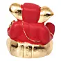 Gold Plated Red Polyresin Appu Ganesha Idol for Home, Temple, Office and Car Dashboard
