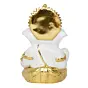 Gold Plated White Polyresin Ganesha Idol for Home, Temple, Office and Car Dashboard