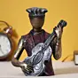 Man Figurine with Hat playing Guitar Musical Instrument (Brown, Silver and Golden)