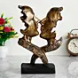 Golden Polyresin Antique Finish Half Face Woman and Man Kissing Each Other Handcrafted Decorative Couple Showpiece