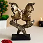 Golden Polyresin Antique Finish Half Face Woman and Man Kissing Each Other Handcrafted Decorative Couple Showpiece