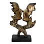 Golden Polyresin Antique Finish Half Face Woman and Man Kissing Each Other Handcrafted Decorative Couple Showpiece