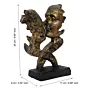 Golden Polyresin Antique Finish Half Face Woman and Man Kissing Each Other Handcrafted Decorative Couple Showpiece