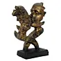Golden Polyresin Antique Finish Half Face Woman and Man Kissing Each Other Handcrafted Decorative Couple Showpiece