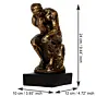 Golden Polyresin Antique Finish Thinking Man Figurine Sitting on Rock Handcrafted Decorative Showpiece