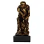 Golden Polyresin Antique Finish Thinking Man Figurine Sitting on Rock Handcrafted Decorative Showpiece