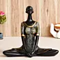 Grey and Black Polyresin Meditating lady in Butterfly Yoga Pose Handcrafted Decorative Showpiece