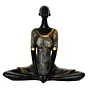 Grey and Black Polyresin Meditating lady in Butterfly Yoga Pose Handcrafted Decorative Showpiece