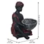 Red Black Polyresin Sitting Man Statue Carrying Basket in Hands Human Figurine Decorative Showpiece
