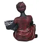 Red Black Polyresin Sitting Man Statue Carrying Basket in Hands Human Figurine Decorative Showpiece