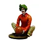 Polyresin Rajasthani Craftsman Statue Making Pot Handcrafted Decorative Showpiece(Orange and Green)