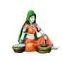 Polyresin Rajasthani Lady using Flour Machine Handcrafted Decorative Showpiece ( Orange, Green and Brown )