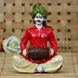 Polyresin Rajasthani Men Playing Dholak Handcrafted Decorative Showpiece (Pink and Green)