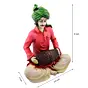 Polyresin Rajasthani Men Playing Dholak Handcrafted Decorative Showpiece (Pink and Green)