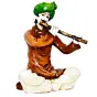 Polyresin Rajasthani Musician Men Statue Playing Flute Human Figurines Home Decor Showpiece
