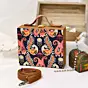 Women Printed White Peacock Suitcase Style Clutch Bag