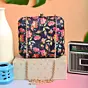 Women Black Floral Printed Clutch