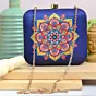 Woman Royal Blue Mandala Printed Clutch