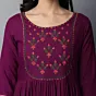 Women Embroidered Viscose Rayon A-line Kurta  (Maroon)